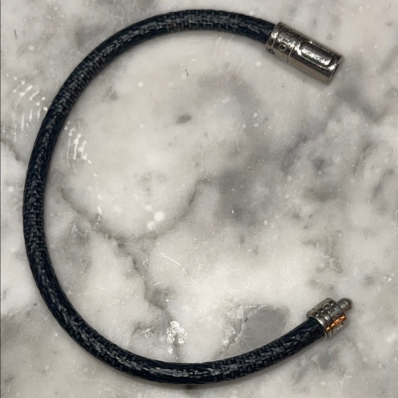 Louis Vuitton Black and Silver Braided Bracelet